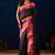 Black color jute silk fabric designer printed ready to wear saree