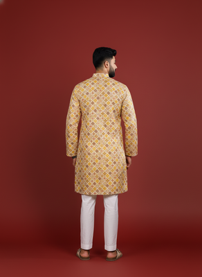 Mustard color beautiful kurta payjama for handsome men's looks 2