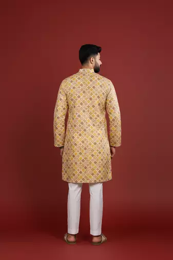 Mustard color beautiful kurta payjama for handsome men's looks