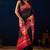Black color jute silk fabric designer printed ready to wear saree
