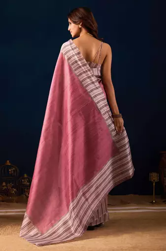 maroon color jute silk blend fabric designer printed ready to wear saree