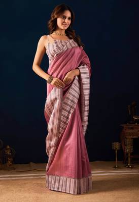 Maroon color jute silk fabric designer printed ready to wear saree 4