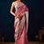Maroon color jute silk fabric designer printed ready to wear saree