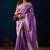 purple color jute silk blend fabric designer printed ready to wear saree