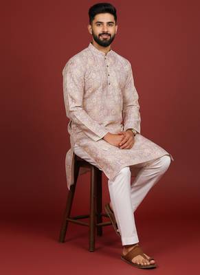 Lavender color beautiful kurta payjama for handsome men's looks 5