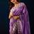 purple color jute silk blend fabric designer printed ready to wear saree