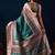 Sea green color jute silk fabric designer printed ready to wear saree
