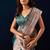 Sea green color jute silk fabric designer printed ready to wear saree