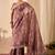 Rust color jute silk fabric designer printed ready to wear saree