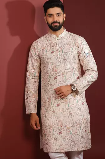 Beige color beautiful kurta payjama for handsome men's looks