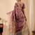 Rust color jute silk fabric designer printed ready to wear saree