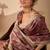 Rust color jute silk fabric designer printed ready to wear saree