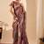 Rust color jute silk fabric designer printed ready to wear saree