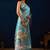 sky blue color jute silk blend fabric designer printed ready to wear saree