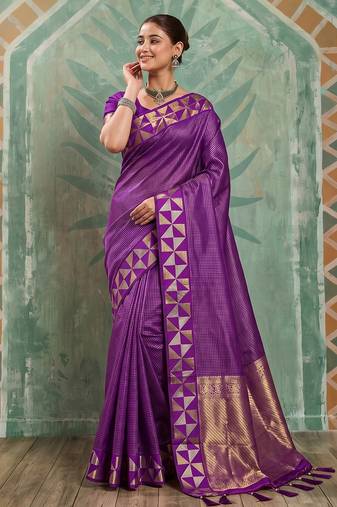 purple color smart art silk blend woven designer ethnic festive saree