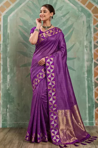 purple color smart art silk blend woven designer ethnic festive saree