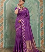 purple color smart art silk blend woven designer ethnic festive saree