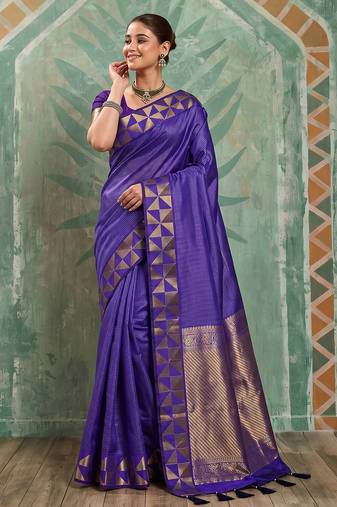 violet color smart art silk blend woven designer ethnic festive saree