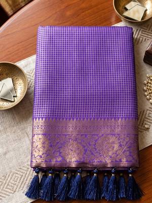 violet color smart art silk blend woven designer ethnic festive saree 4