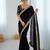 black color fendy satin fabric beautiful sequins work saree