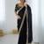 black color fendy satin fabric beautiful sequins work saree