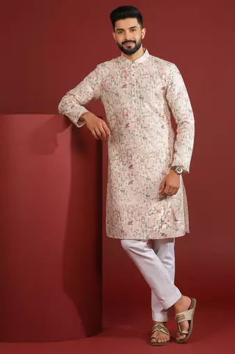 Beige color beautiful kurta payjama for handsome men's looks