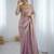 Pink color fendy satin fabric beautiful sequins work saree