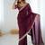 wine color fendy satin fabric beautiful sequins work saree