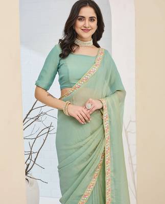 blue color smart silk blend solid designer ready to wear partywear saree 3