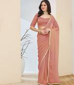 peach color smart silk blend solid designer ready to wear partywear saree