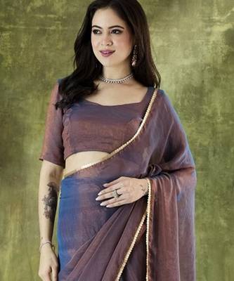 blue color smart silk blend solid designer ready to wear partywear saree 3