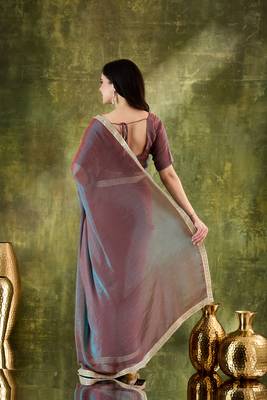 red color smart silk blend solid designer ready to wear partywear saree 2