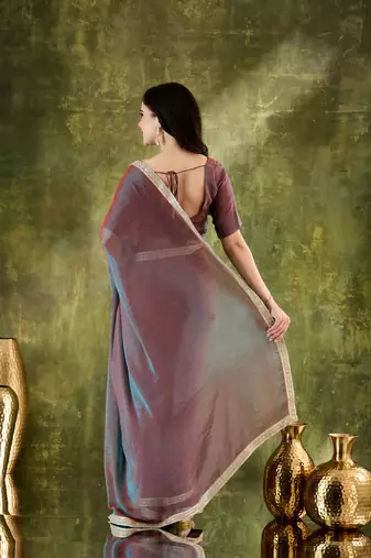 red color smart silk blend solid designer ready to wear partywear saree
