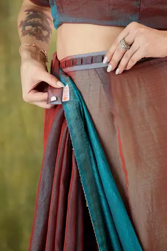 red color smart silk blend solid designer ready to wear partywear saree