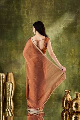 brown color smart silk blend solid designer ready to wear partywear saree 2