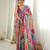 multicolor tissue fabric digital printed fancy mirror work saree