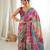 multicolor tissue fabric digital printed fancy mirror work saree