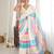 off white color tissue fabric digital printed fancy mirror work saree