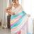 off white color tissue fabric digital printed fancy mirror work saree