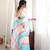 off white color tissue fabric digital printed fancy mirror work saree