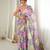 grey color tissue fabric digital printed fancy mirror work saree