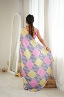 grey color tissue fabric digital printed fancy mirror work saree 2