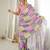 grey color tissue fabric digital printed fancy mirror work saree