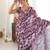 mauve color tissue fabric digital printed fancy mirror work saree