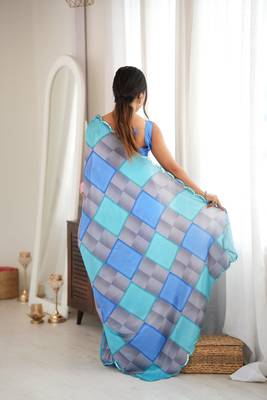 blue color tissue fabric digital printed fancy mirror work saree 2