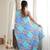 blue color tissue fabric digital printed fancy mirror work saree