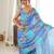blue color tissue fabric digital printed fancy mirror work saree