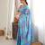 blue color tissue fabric digital printed fancy mirror work saree