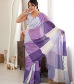 purple color tissue fabric digital printed fancy mirror work saree