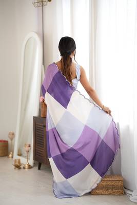 purple color tissue fabric digital printed fancy mirror work saree 2